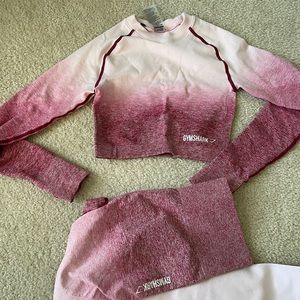 gymshark set sz s wine and pink